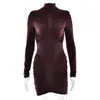 Vestido bodycon sexy sin espalda fruncido estilo europeo y americano para mujer, 2026 invierno ajustado de moda corta para chica con diseño ajustado texturizado