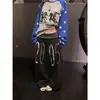 Otoño Invierno Estilo Callejero Retro Americano Personalidad Casual Pantalones Scimitar Rayados Estampados para Hombre Diseño Adelgazante Holgado Pantalones de Pierna Ancha