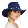 Nuevo Sombrero de Vaquero Occidental Comercio Exterior Transfronterizo Sombrero de Fieltro Estilo Étnico Unisex Estilo Tibetano Ala Curvada Accesorios de Joya Estrella