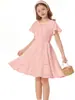Vestido de Sol de Verano 2026 Tiktok Temu Línea A Tiras Tul Manga Corta Vestido de Fiesta de Cumpleaños Vestido para Niñas