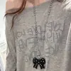 Colar com Pingente em Forma de Coração com Bolinhas Estilo Ins Laço Estrelado Corrente para Suéter Feminino, Muito Bonito Doce e Descolado