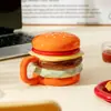Taza de Agua Creativa con Forma de Hamburguesa, Taza de Cerámica para el Hogar con Tapa, Taza Grande para Desayuno, Taza Linda, Taza de Pareja