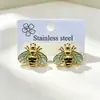 Pendientes Transfronterizos de Acero Inoxidable con Forma de Gota de Aceite de Abeja de Colores para Nuevo Producto, Lujo Ligero, Sensación de Alta Gama, Pendientes que No se Desvanecen, Accesorios para Orejas, Venta al por Mayor