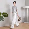 Calça jeans Tencel denim branca resistente à água para mulheres, estilo fino de verão, novo modelo 2026, cintura alta, modeladora, para baixinhas, calça pantalona solta