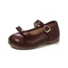 Sapatos Mary Jane para Meninas 2026 Nova Coleção Primavera e Outono Laço Velcro Solado Macio Padrão Cera de Abelha Sapatos de Princesa Retrô