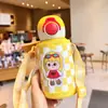 Taza Isotérmica Infantil, Modelo Nuevo para Niñas, Vaso con Popote, Botella de Agua Portátil Doble Uso para Niños que Van a la Escuela