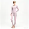 EM. Yu Zhaolin Otoño e Invierno Felpa Plus Engrosado Lana De Rong Protección Abdominal Protección Rodilla Conjunto de Ropa Interior Térmica