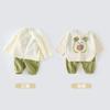 Traje de Gasa de Algodón de Dibujos Animados para Niños Bebé Primavera y Verano Conjunto de Dos Piezas Clase A Bebé Lindo Divertido Niños y Niñas Salir