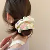 Goma de pelo scrunchie vintage versátil extragrande para adultos, elegante scrunchie floral para coleta