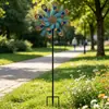 Estaca de chão para cata-vento de ferro retrô para exterior, cata-vento de metal rotativo de dupla face, ornamento decorativo para jardim, pátio e gramado