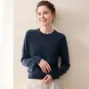 Baicai Rong Otoño/Invierno Nuevo Suéter de Cachemira de Cuello Redondo de Color Sólido Delgado Capa Interior Tejido Simple Versátil Capa Base