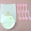 Pastel de cumpleaños cuchillo tenedor plato vela plato de cena plato juego de vajilla plato de papel desechable combinación de cuchillo y tenedor de plástico estampado floral