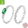 Amuleto plateado nuevo anillo geométrico simple de circonita plata 925 lujo brillo uso diario anillo joyería