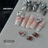 Nail Art Wear Peças de Unha Acabadas Broca Jóias Diamante Caixa de Presente Borboleta Coração Torto Cristal Dourado Joias Broca de Unha