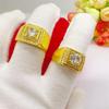 Anillos Chapados en Oro Vietnamitas con Diamantes para Hombres y Mujeres, Joyería de Latón Chapada en Oro al por Mayor, Nuevo Estilo Chino de Lujo Ligero