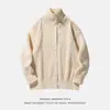 Suéter cárdigan de imitación de piel de ciervo de cuello alto, estilo Otoño e Invierno, Retro japonés, estilo perezoso, tejido de color liso, chaqueta de cuello alto Q