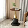 Mesa redonda pequeña moderna de lujo ligero, mesa auxiliar estilo europeo, mesa de centro para sofá, mesa de rincón italiana de estilo ins moderno, mesita de noche móvil