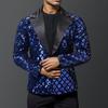 Primavera e Outono de 2026 Novo Terno Masculino Tamanho Europeu Lapela Notchada Palco Banquete Apresentador Festa Smoking Lantejoula Rombus