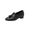 2026 Nuevos Mocasines Retro con Borlas, Suela Suave y Tacón Grueso para Mujer, Elegantes Zapatos Marrones de Cuero sin Cordones con Punta Redonda