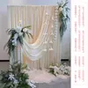 Suprimentos para Decoração de Quarto Nupcial de Casamento Estilo Romântico Simples Cortinas de Tecido Branco Decorações com Flores Artificiais para Fundo de Casamento ao Ar Livre Roupão de Manhã