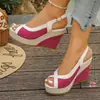 Sandalias Cuña de Boca de Pez Transfronterizas Europeas y Americanas de Talla Grande Verano 2026 Nuevas Sandalias Romanas de Suela Gruesa de Comercio Exterior Transfronterizas para Mujer