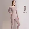 Roupa Térmica de Cashmere, Seda e Modal para Homens e Mulheres, Conjunto de Roupas e Calças Meiyabi Escovadas para Outono, Camada de Base Gola Redonda para Inverno