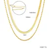 Popular Europea y Americana Cadena para Clavícula Doble Capa Apilada Cadena Doble Retorcida Acero Inoxidable Chapado en Oro de 18K Collar Versátil con Cadena Venta al por Mayor