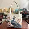 Bolso de hombro con patrón floral de hilo dorado para sofá de nuevo estilo, bolso tote de gran capacidad, bolso de lona, bolso de mano para compras, cierre de una sola cremallera, ribete blanco
