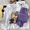 [Jung] Pijama de Algodón Nube con Almohadillas para el Pecho para Mujer Primavera y Otoño Holgado Talla Grande Traje de Casa de Dibujos Animados para Mujer Manga Larga