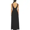 Vestido largo sin mangas de estilo europeo y americano de alta gama con cuello barco, corte ajustado, dobladillo grande plisado, espalda descubierta en V Amazon