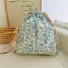 Nuevo estampado de color tierra estilo bosque popelina de algodón bolsa con cordón almacenamiento bolsa de algodón fabricantes venta al por mayor