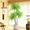 Planta Artificial Verde Nandina Bambu Planta Falsa High-End Luxo Leve Árvore Decorativa para Sala de Estar Ornamentação de Chão Interna Grande em Vaso