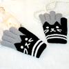 Guantes para Niños Invierno Cálido Grueso Niños y Niñas Alumnos Gato Grueso Tejido Imitación Pelo de Conejo Guantes Dedo