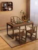 Conjunto de Mesa de Chá e Cadeiras de Madeira Sólida Chinesa Varanda Pequeno Apartamento Mesa de Chá Simples Mesa de Escritório Casa Pequena Mesa de Chá Outro