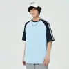 Camiseta Estilo Verano Pareja Hombre Patchwork Multicolor Manga Corta Marca de Moda Ins Casual Deportiva Top de Media Manga