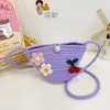 Bolsa Infantil Desenho Aberta Estilo Palha Porta-Moedas Bolsa Transversal da Moda para Meninas Bolsa de Ombro Transversal Casual para Meninas Tendência