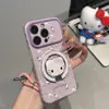 Adecuado para Apple 18Promax Caricatura Plegable Gato Kt Soporte con Espejo iPhone Android Teléfono Estuche Blando y Duro Personalización