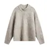 Suéter Retro Americano con Media Cremallera y Cuello Alto para Hombre, Marca de Tendencia Otoño e Invierno, Tejido Estilo Perezoso, Ropa Interior de Punto de Alta Gama