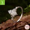 Nuevo anillo de moissanita Yinziyun de 2 quilates con corte marquesa y acabado brillante, apilable con anillo clásico de flor de iris de plata de ley s925