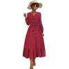 Vestido dividido con cuello en V y estampado de puntos popular de Amazon, ropa de mujer europea y americana transfronteriza de otoño e invierno de 2022