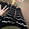 Pantalones casuales de rayas con bloques de color relajados e informales para mujer, otoño, elásticos, de cintura alta, holgados, de pierna ancha, rectos para caminar