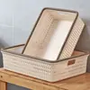 Cesta de armazenamento de mesa de rattan sintético caixa de armazenamento de brinquedos para casa artigos diversos cesta de armazenamento de plástico para cozinha lanches banho atacado