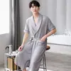 Pijama Masculino de Verão Manga Curta Modal Comprimento Médio Roupão de Banho Verão Confortável e Fresco Pijama Plus Size