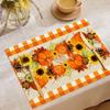 Temu Nuevo Festival de Otoño Celebra la Decoración de Acción de Gracias con Mantel Individual de Lino Estampado Floral de Calabaza Aislante Impermeable