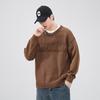 Suéter masculino de algodão quente para inverno, solto, moderno, vintage, plus size, gola redonda, grosso