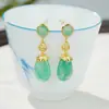 Brincos de Gota de Água de Esmeralda Africana Banhados a Ouro Prata S925, Brincos Elegantes e Modernos de Luxo Leve para Mulheres