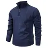Chamarra suéter jacquard de media cremallera para otoño e invierno transfronteriza para hombre, cuello alto, forro polar, engrosada, tejido de punto casual talla grande para hombre