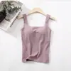 Una generación de chaleco de algodón con cuello cuadrado y almohadilla en el pecho, camisola base de una pieza para mujer, lencería, se puede usar por fuera