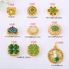 Antiguo color oro incrustado jade trébol de cuatro hojas cuentas hecho a mano con cuentas diy pulsera collar con material de cuentas al por mayor