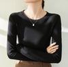 Cuello Redondo Doble Cara Térmica Capa Base para Mujer Otoño e Invierno Forro Polar Ropa Interior Cálida Nuevo 2026 Top de Cachemir Camiseta Cepillada